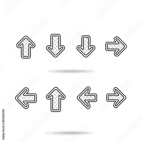 Clean directional arrows for interface design, navigation, and wayfinding projects. Elegant arrows for presentations, websites, and app development