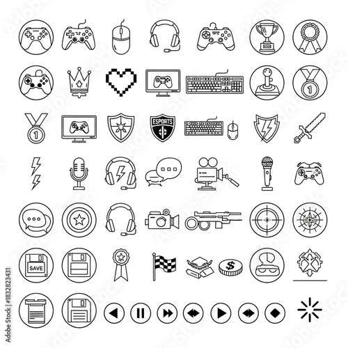 Immerse into the gaming world with this icon set, perfect for esports branding, streaming overlays, and engaging content creation for your audience today