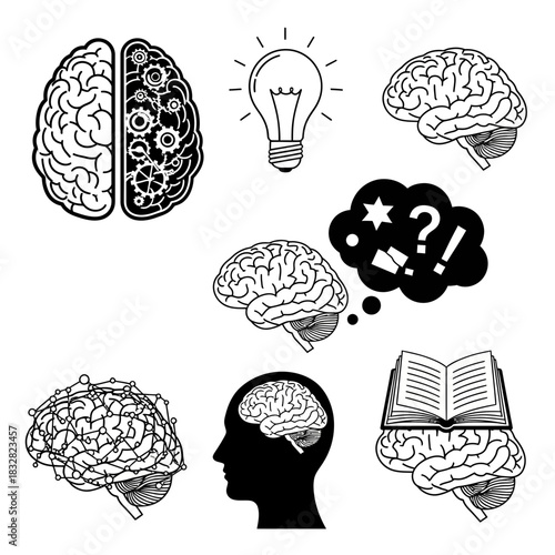 Unlock your potential with creative brain power, innovative thinking, and strategic problem solving for success in business and life, originally designed as vector art