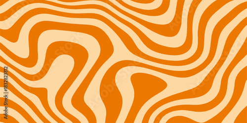 Abstract orange and black striped vector seamless pattern design with a wild zebra skin texture illustration