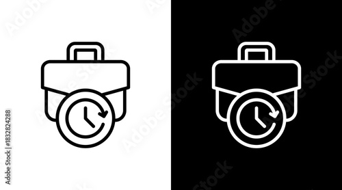 Full Time Job  White Icon Set Design