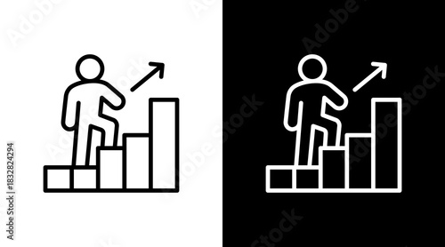Career Growth  White Icon Set Design