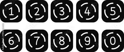 Vector set of black boxes with numbers