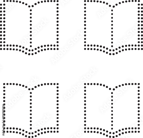 Isolated dot style book icon, dot map style literature vector, reading black dot graphic, minimal dot style icon, education library vector illustration, knowledge design project