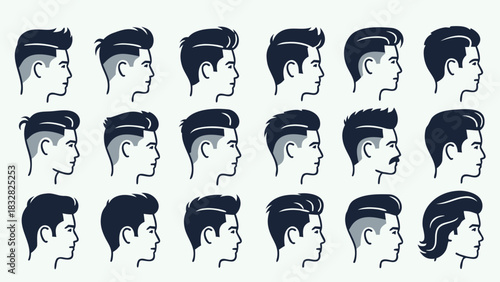 Barber Icons – Modern Men Hairstyle Vector Pack
