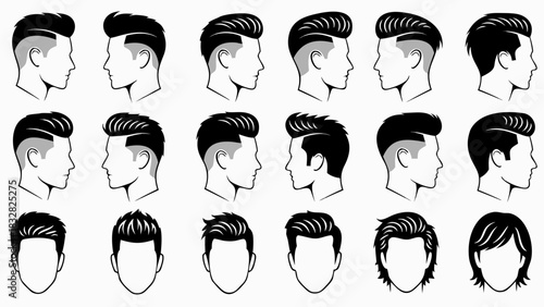 Men’s Haircut Icon Set – Clean Vector Style
