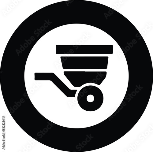 Silhouette fertilizer spreader icon agriculture equipment vector Illustrator