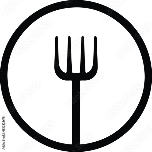 Silhouette Fork in circle dishware utensil kitchen tool vector Illustrator