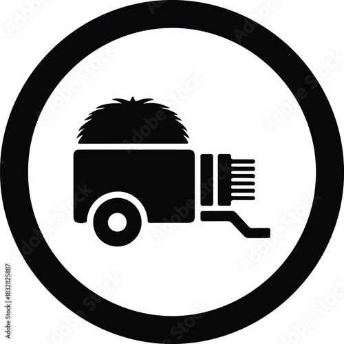 Silhouette Hay wagon icon agriculture farming minimal vector Illustrator
