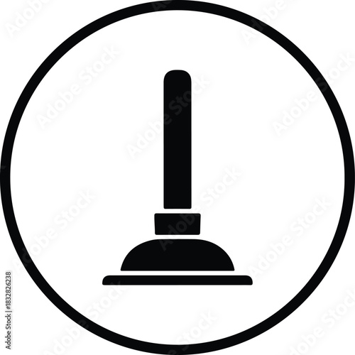 Silhouette plunger icon symbol inside circle vector Illustrator