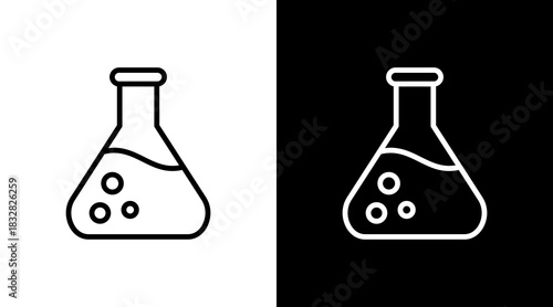 Erlenmeyer Flask  White Icon Set Design