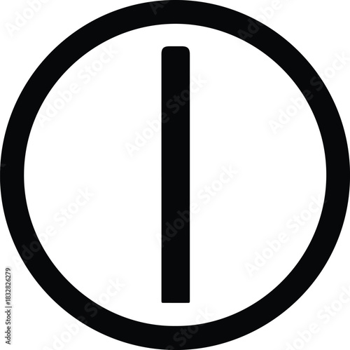 Silhouette power symbol isolated on white simple interface icon vector Illustrator