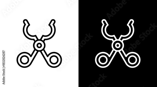 Tongs  White Icon Set Design