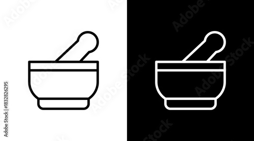 Mortar And Pestle  White Icon Set Design