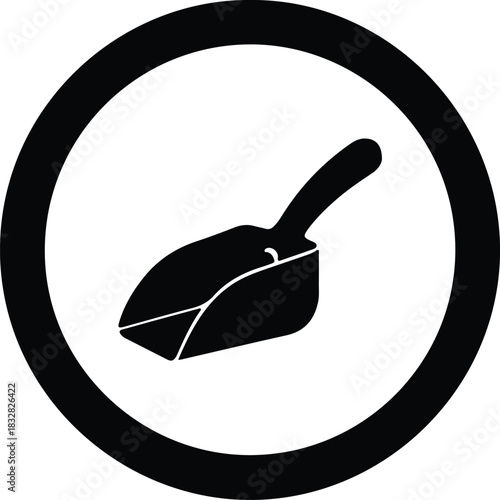 Silhouette scoop tool inside circle equipment outline vector Illustrator