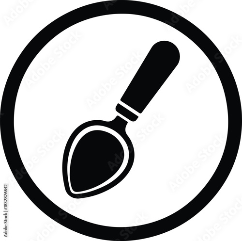Silhouette spoon inside circle icon kitchen cooking vector Illustrator