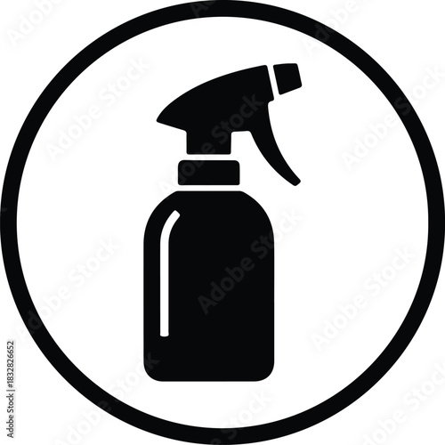 Silhouette Spray bottle cleaning product inside circle vector Illustrator