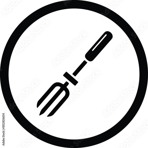Silhouette spork in circle kitchen utensil icon vector Illustrator