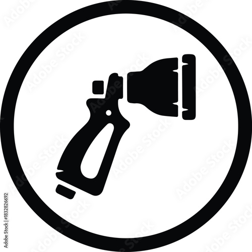 Silhouette spray gun tool inside circle vector Illustrator