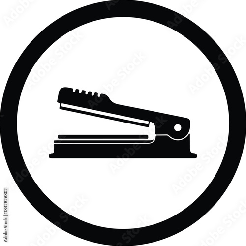 Silhouette stapler icon in black circle vector Illustrator