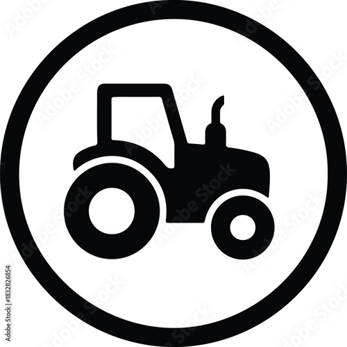 Silhouette tractor agricultural vehicle icon inside circle vector Illustrator