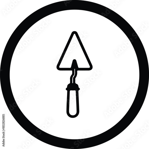 Silhouette trowel construction tool in a circle vector Illustrator