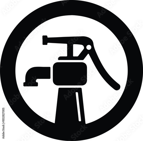 Silhouette water pump manual black symbol vector Illustrator