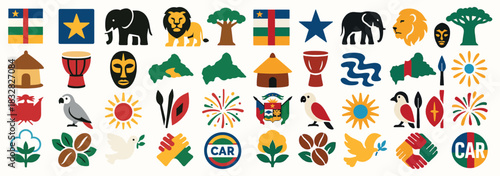 Central African Republic Cultural Icons Collection with Wildlife and Heritage