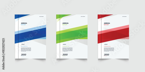 Modern corporate business annual report cover template flyer with geometric gradient design. A4 size book cover template for annual report, magazine, booklet, proposal, brochure, poster
