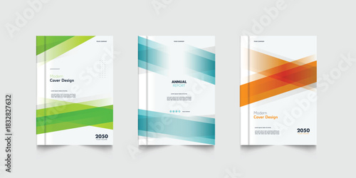 Modern corporate business annual report cover template flyer with geometric gradient design. A4 size book cover template for annual report, magazine, booklet, proposal, brochure, poster