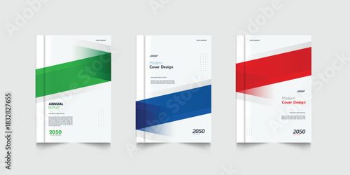 Modern corporate business annual report cover template flyer with geometric gradient design. A4 size book cover template for annual report, magazine, booklet, proposal, brochure, poster