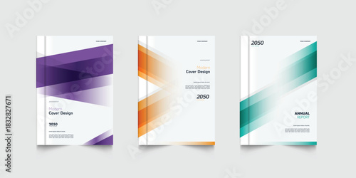 Modern corporate business annual report cover template flyer with geometric gradient design. A4 size book cover template for annual report, magazine, booklet, proposal, brochure, poster