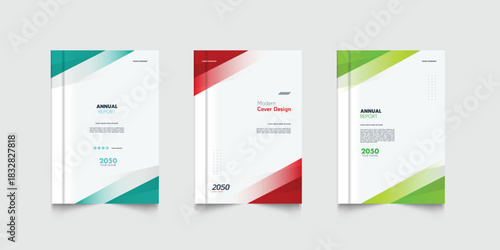 Modern corporate business annual report cover template flyer with geometric gradient design. A4 size book cover template for annual report, magazine, booklet, proposal, brochure, poster