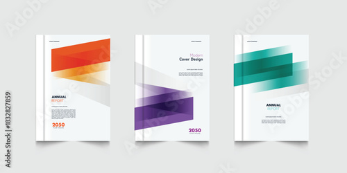 Modern corporate business annual report cover template flyer with geometric gradient design. A4 size book cover template for annual report, magazine, booklet, proposal, brochure, poster
