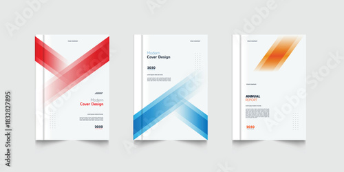 Modern corporate business annual report cover template flyer with geometric gradient design. A4 size book cover template for annual report, magazine, booklet, proposal, brochure, poster