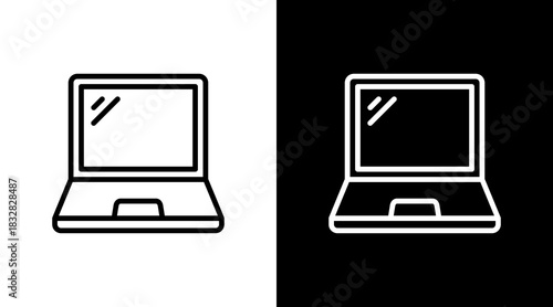Laptop  White Icon Set Design