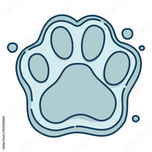 Glacial animal paw print icon graphic symbol for pet care or location