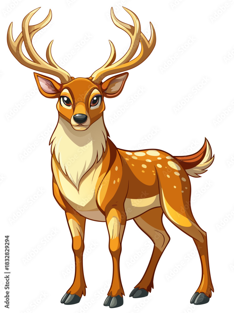 Obraz premium deer , big horn real, full body , white background