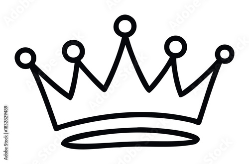 Simple black outline of a royal crown with five points and a base band, representing power, success, and leadership, perfect for symbolic use and branding applications.