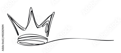 Simple line drawing of a crown symbolizing leadership, power and royalty, perfect for use in branding, editorial content and graphic projects.