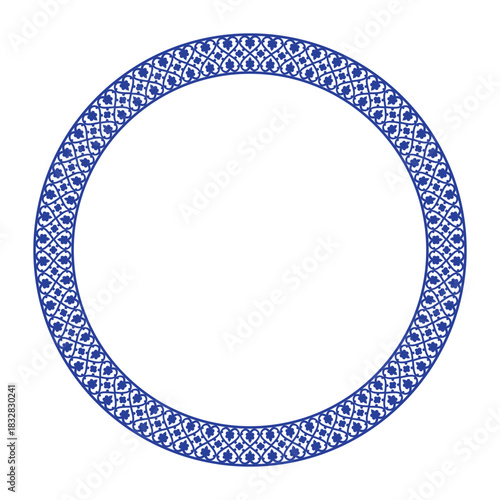 Circular frame with pattern ornament. Ornament is often used in decorative art, design, symbolizing life, eternity, which was especially valuable among nomads. For ceramic, textile, plate, embroidery