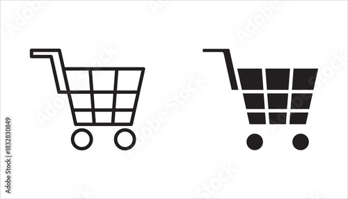 Collection of shopping cart icons set. Shopping cart icon collection. Shopping cart line and flat icon.