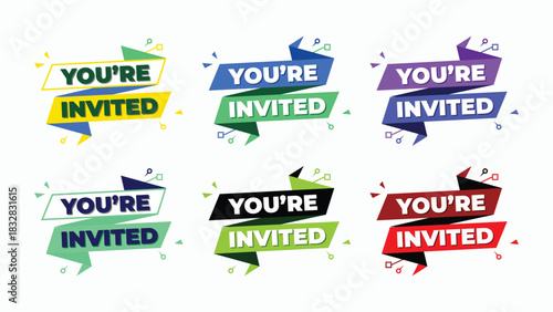 Colorful invitation banners perfect for adding a pop of excitement to your next event, party, or celebration announcement, now with multiple vibrant designs