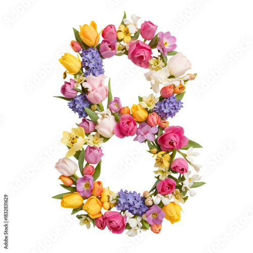 Floral Arrangement in the Shape of the Number Eight for Spring Celebrations