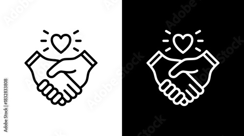 Holding Hands  White Icon Set Design