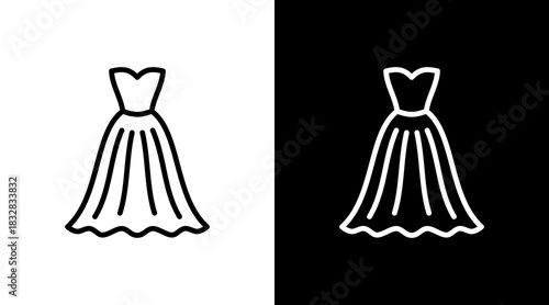 Wedding Dress  White Icon Set Design