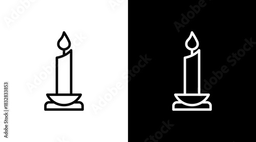 Candle  White Icon Set Design