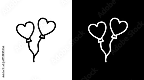 Heart Balloon  White Icon Set Design