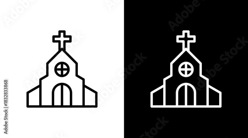 Church  White Icon Set Design