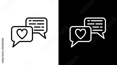 Love Chat  White Icon Set Design